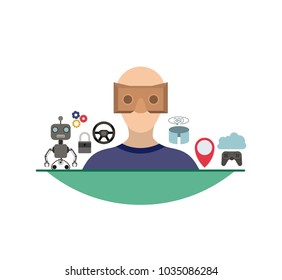 virtual reality technology set icons