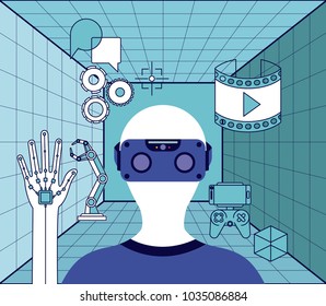 virtual reality technology set icons
