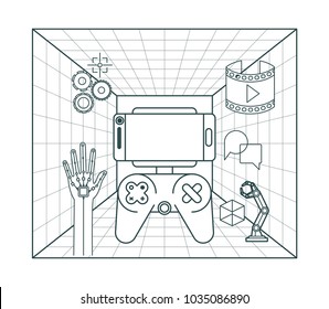 virtual reality technology set icons