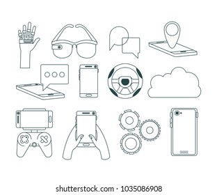 virtual reality technology set icons