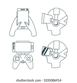 virtual reality technology set icons