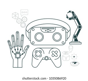 virtual reality technology set icons