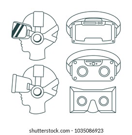 virtual reality technology set icons