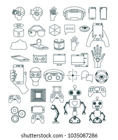 virtual reality technology set icons