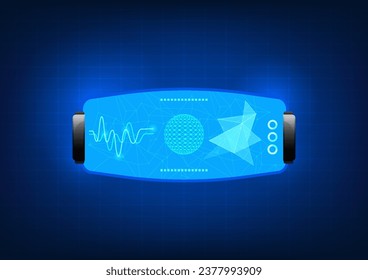Virtual Reality technology that creates a new environment in the virtual world. Users can see images of devices, VR glasses, VR screens, attractive technology elements.