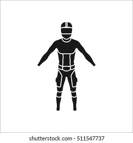 Virtual reality technology wear sign silhouette icon on background