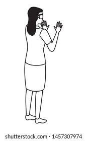 virtual reality technology, young woman living a modern digital experience with headset glassescartoon vector illustration graphic design
