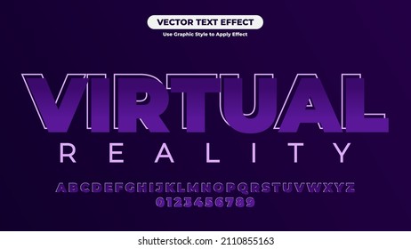 Virtual Reality Text Effect. Purple text effect template with 3d style