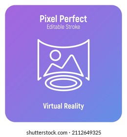 Virtual-Reality-Thin-Line-Symbol Metaverse, Cyberspace. Pixel perfekt, bearbeitbarer Strich. Vektorgrafik.