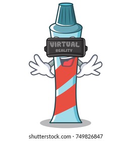 With virtual reality toothpaste character cartoon style