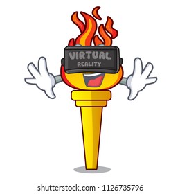 Virtual reality torch mascot cartoon style