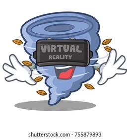With virtual reality tornado character cartoon style