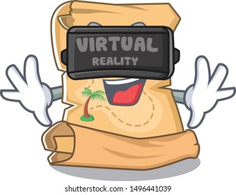 Virtual reality treasure map cartoon in shape character