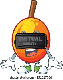 Virtual reality tropical jocote fruit cartoon for design