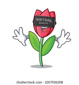 With virtual reality tulip character cartoon style