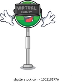 Virtual reality turn left character shaped with mascot