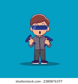 Virtual Reality used by Man Illustration