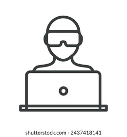 Virtual Reality-Benutzer mit Laptop-Symbol