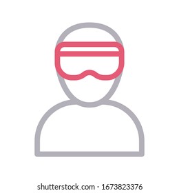 virtual reality vector color  line  icon 