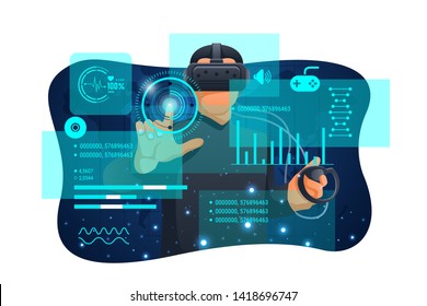 Virtual Reality Vector Concept Illustration, Suitable for web landing page, ui, mobile app, editorial design, flyer, banner, and other related occasion
