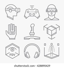 Virtual reality vector icon set