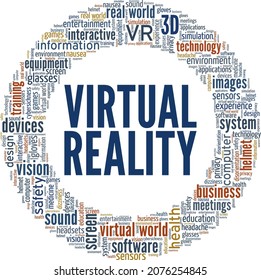 Virtual Reality vector illustration word cloud isolated on white background.