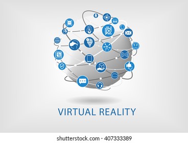 Virtual reality vector infographic and background