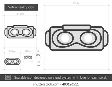 Virtual reality vector line icon isolated on white background. Virtual reality line icon for infographic, website or app. Scalable icon designed on a grid system.