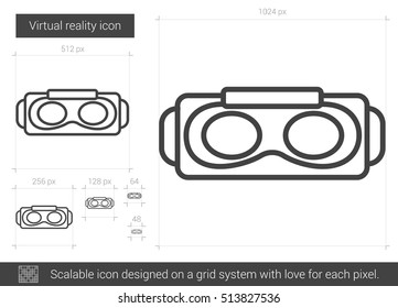 Virtual reality vector line icon isolated on white background. Virtual reality line icon for infographic, website or app. Scalable icon designed on a grid system.