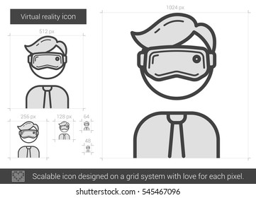 Virtual reality vector line icon isolated on white background. Virtual reality line icon for infographic, website or app. Scalable icon designed on a grid system.