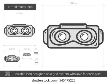 Virtual reality vector line icon isolated on white background. Virtual reality line icon for infographic, website or app. Scalable icon designed on a grid system.