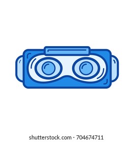 Virtual reality vector line icon isolated on white background. Virtual reality line icon for infographic, website or app. Blue icon designed on a grid system.