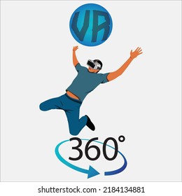 Virtual reality vector, Man watching Vr vector art, logo and Icon