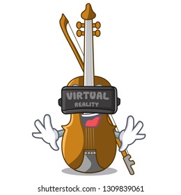Virtual reality violin in the cartoon music room