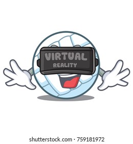 With virtual reality volley ball character cartoon