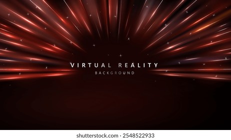 Virtual Reality VR background with zoom effect. Abstract speed lights motion background. Illustration of spreading lines shiny effects for ecommerce signs retail shopping. 
