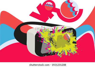 Virtual Reality VR concept vector illustrator with VR goggles