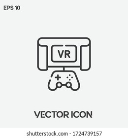 Virtual Reality (VR) game vector icon illustration. Ui/Ux. Premium quality.