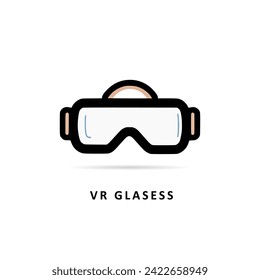 Virtual reality (VR) glass icon - flat design