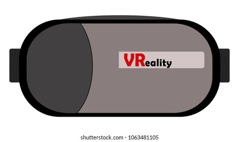 Virtual Reality or VR glasses in black and grey colors for 3D video games. Vector or illustration with gaming concept of virtual reality.