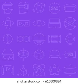 Virtual Reality VR Glasses Icon Set Vectors Violet Backdrop