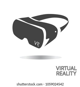 Virtual reality VR helmet logo. Minimal black and white style. Vector Illustration.