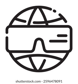 Virtual reality VR icon, augmented reality technology, digital metaverse, futuristic gaming and interactive experience symbol, vector illustration isolated on white background.