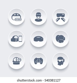 virtual reality, VR icons set