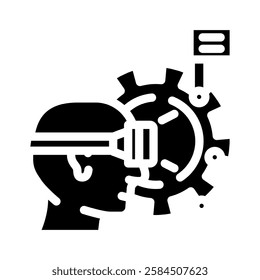 virtual reality vr manufacturing glyph icon vector. virtual reality vr manufacturing sign. isolated symbol illustration