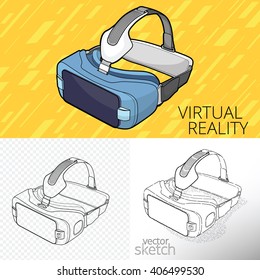 Virtual reality VR. Original stereoscopic 3d vr headset. VR goggless. AR. Augmented reality. 