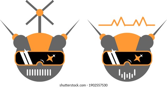 realidad virtual o mascota robot VR con estilo de diseño plano