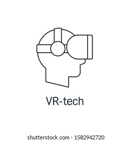 A virtual reality. VR - technology. Vector linear icon on a white background.