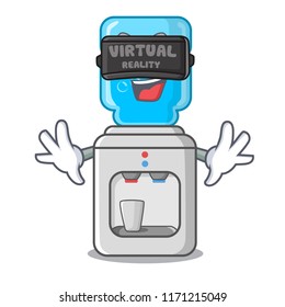 Virtual reality water cooler with plastic bottle cartoon