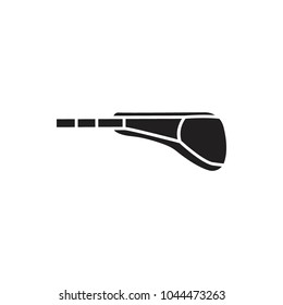 Virtual reality weapon black silhouette icon. VR rifle vector illustration on white background. Element for Virtual reality design and web